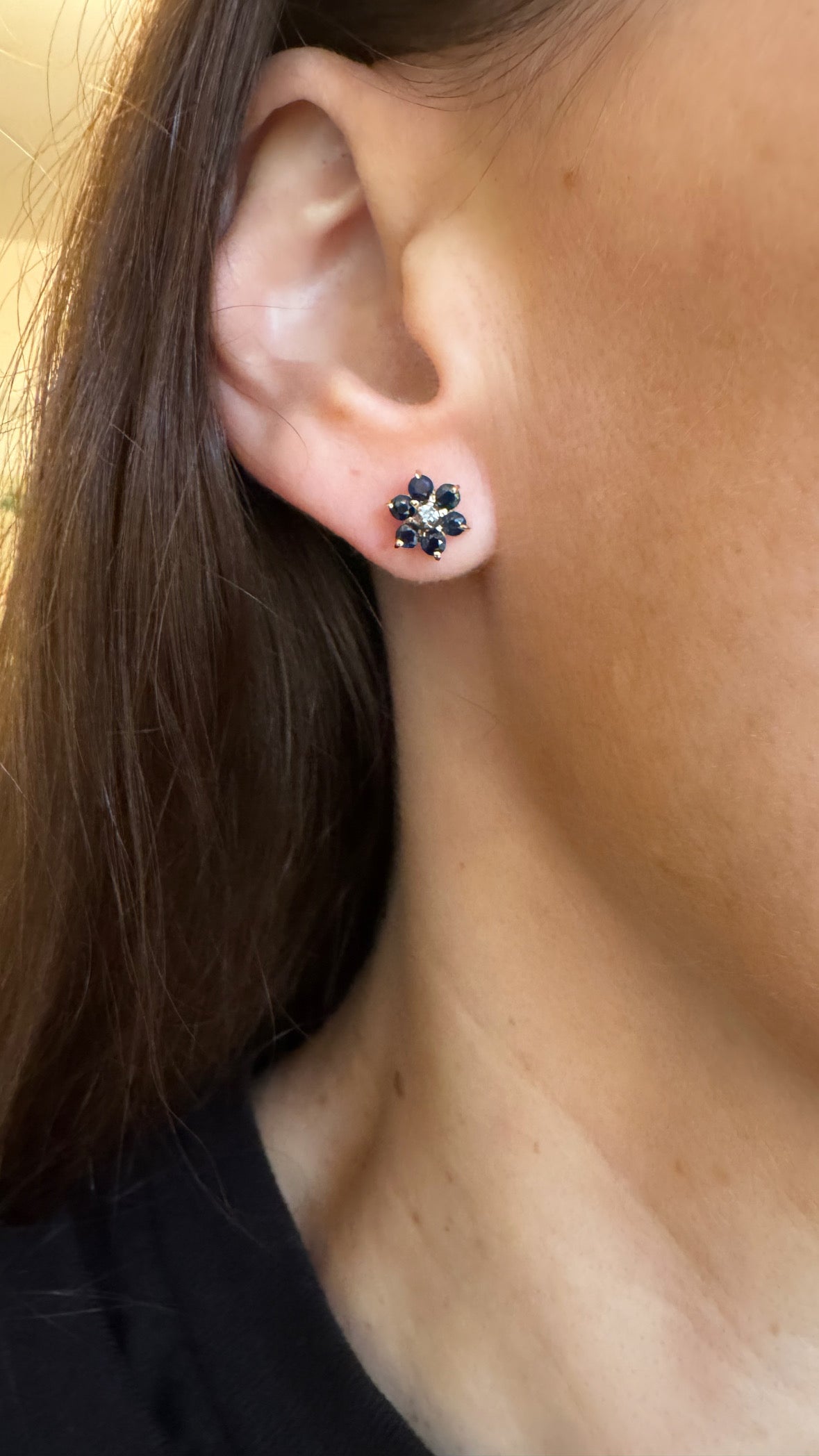 Sapphire and Diamond Flower Earrings