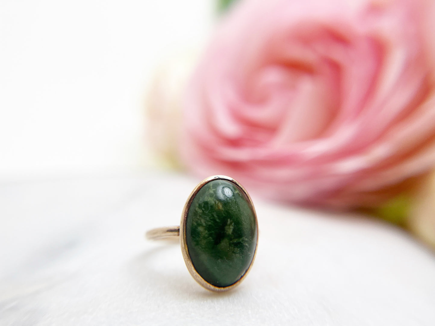 Lovely c.1910s Green Agate Ring