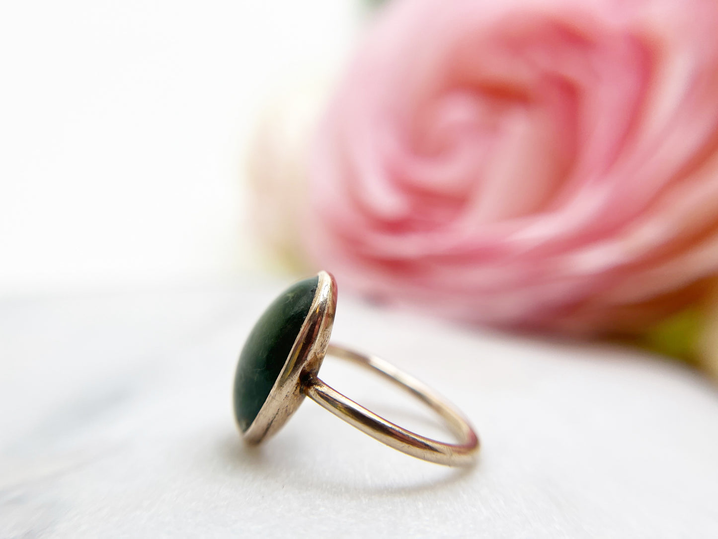 Lovely c.1910s Green Agate Ring