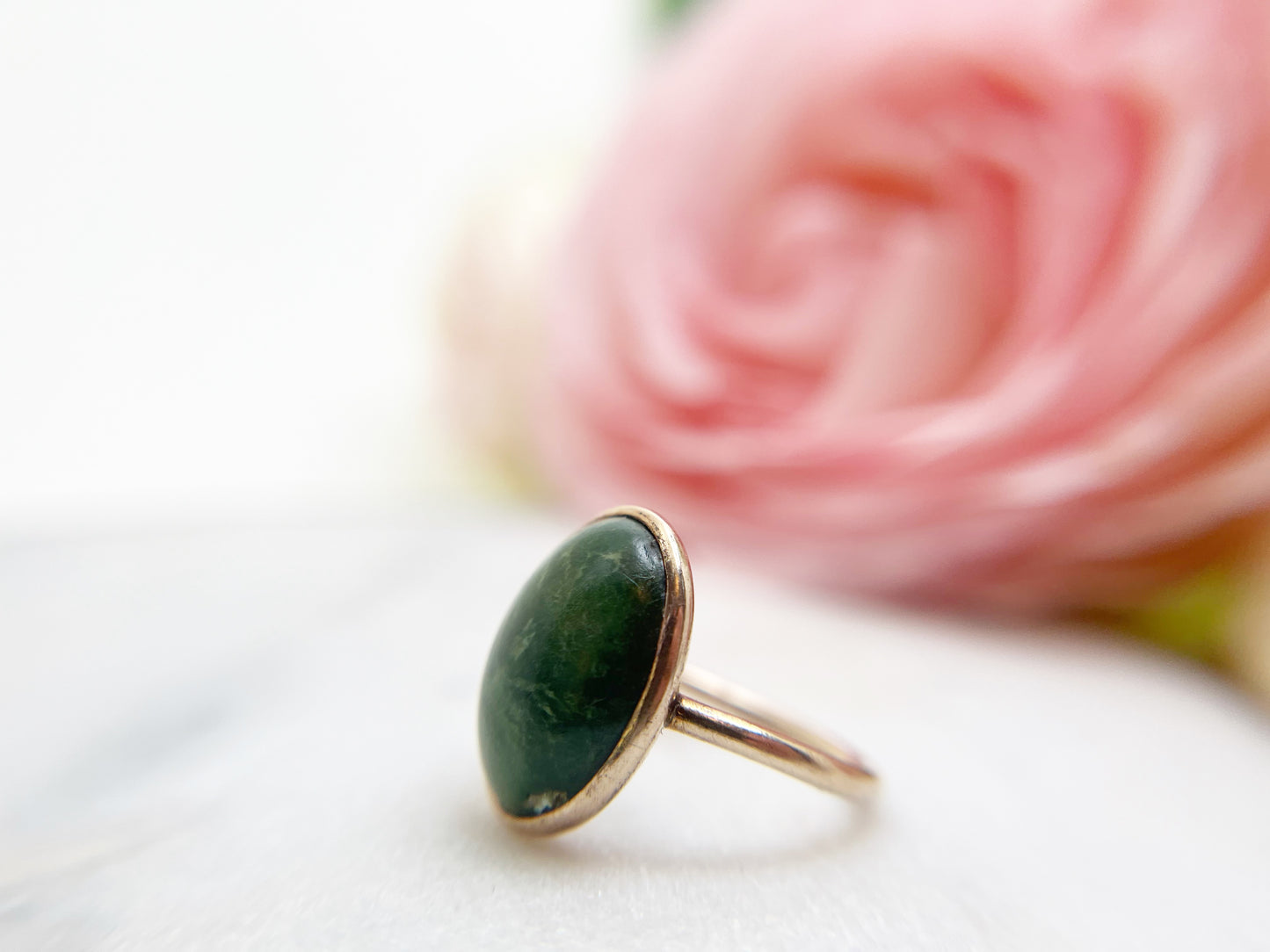 Lovely c.1910s Green Agate Ring
