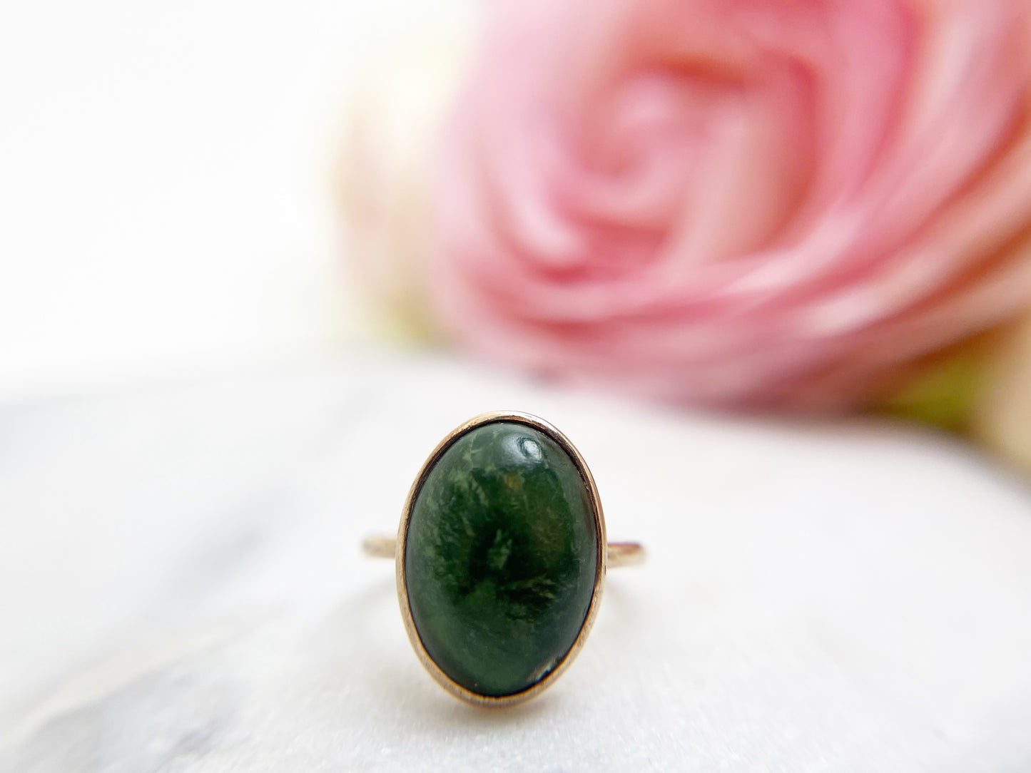Lovely c.1910s Green Agate Ring