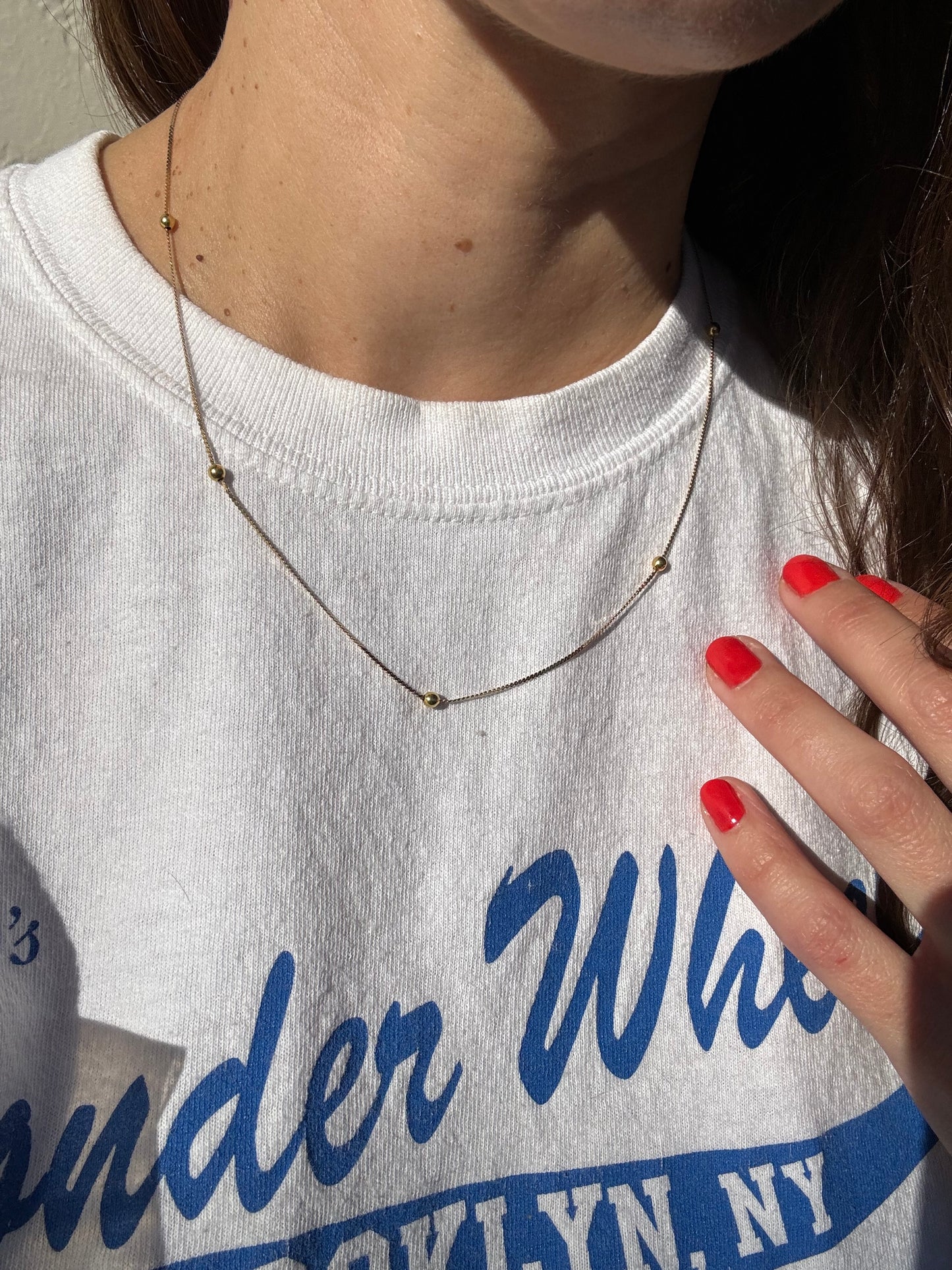 14k Ball and Serpentine Chain Station Necklace