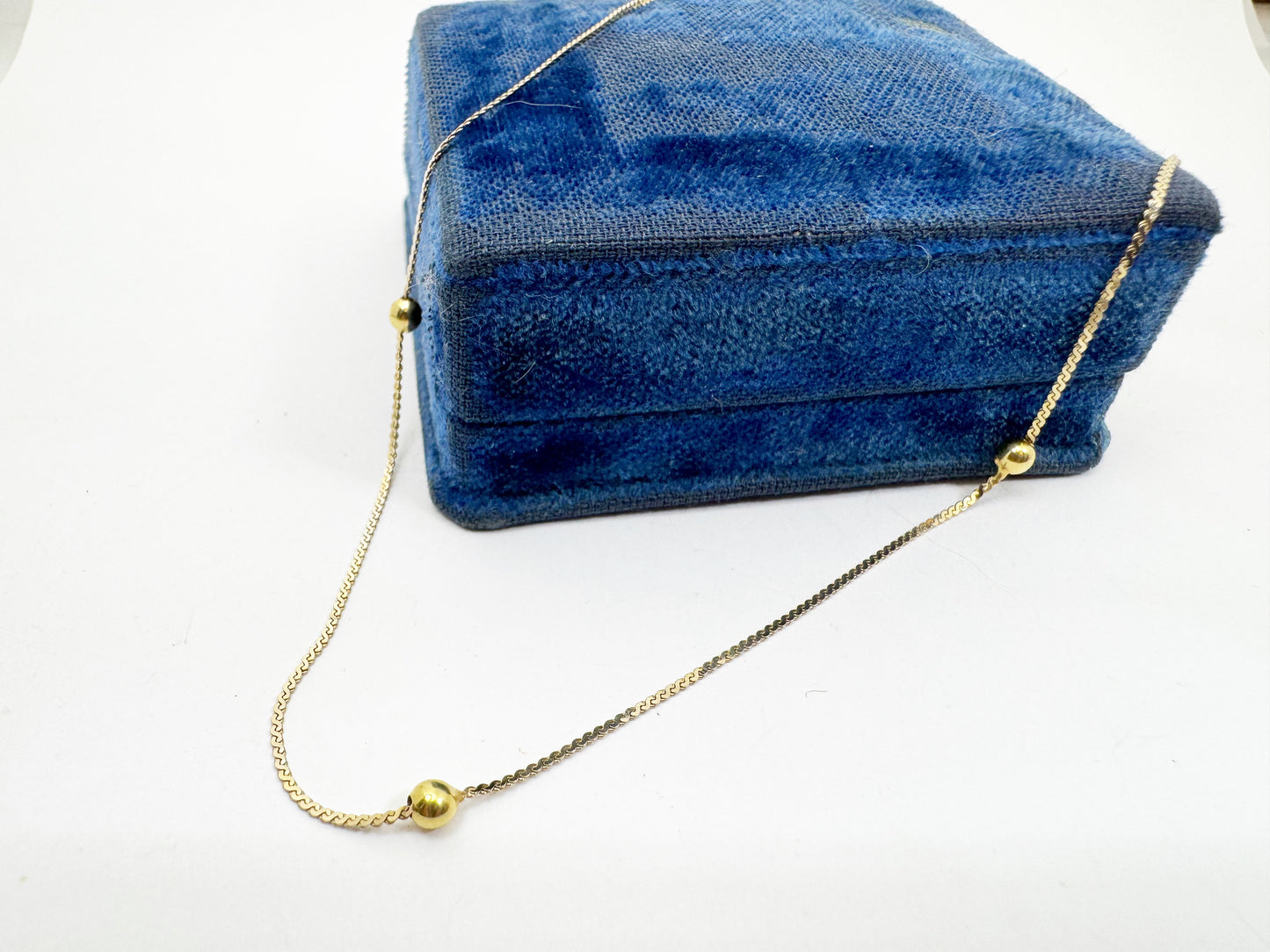14k Ball and Serpentine Chain Station Necklace