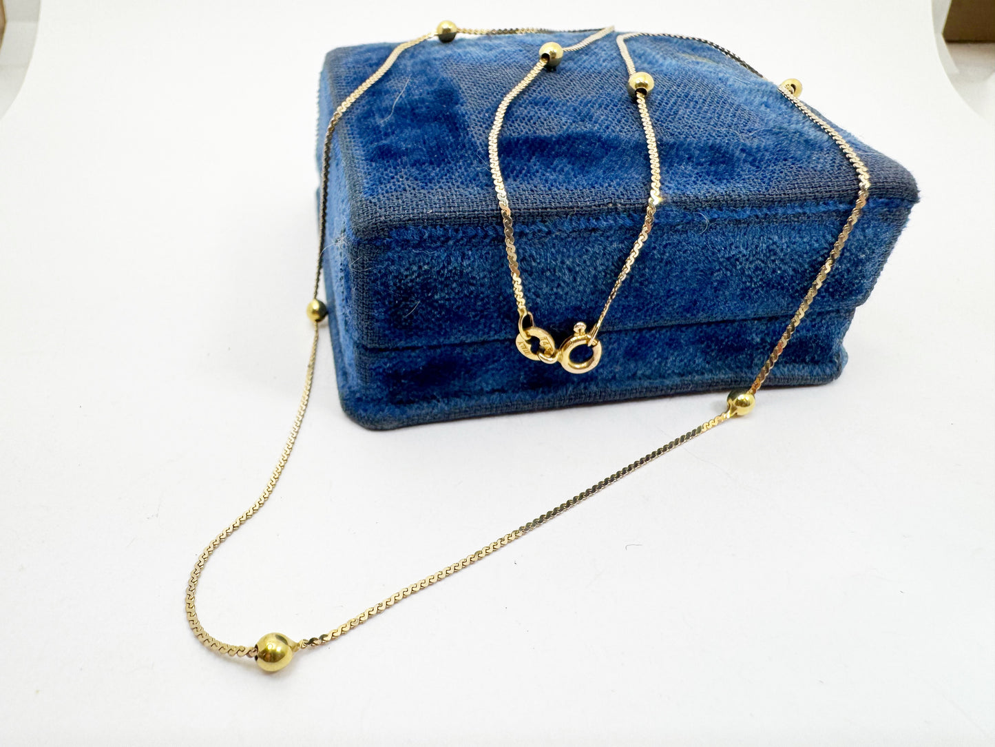 14k Ball and Serpentine Chain Station Necklace