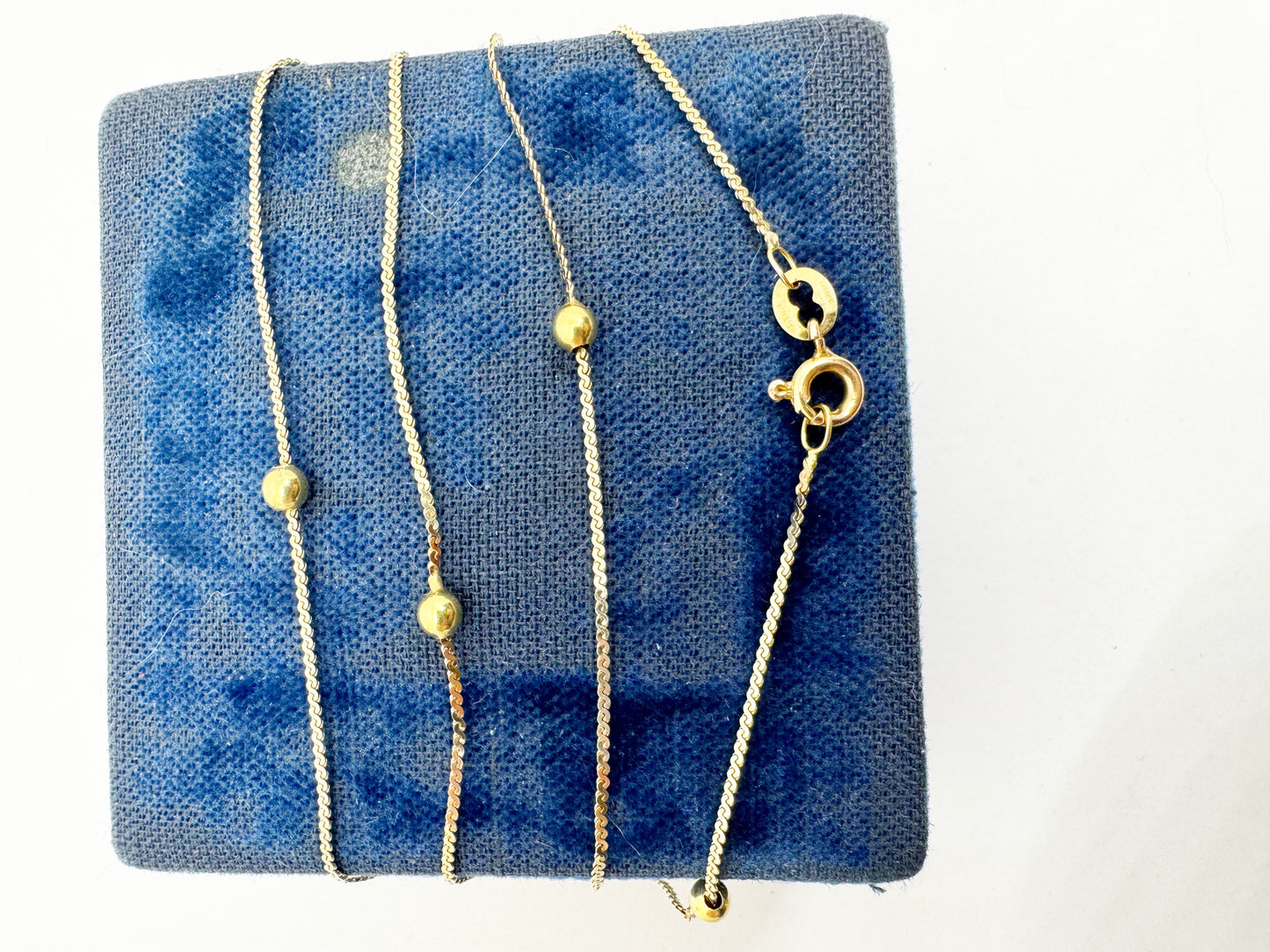 14k Ball and Serpentine Chain Station Necklace