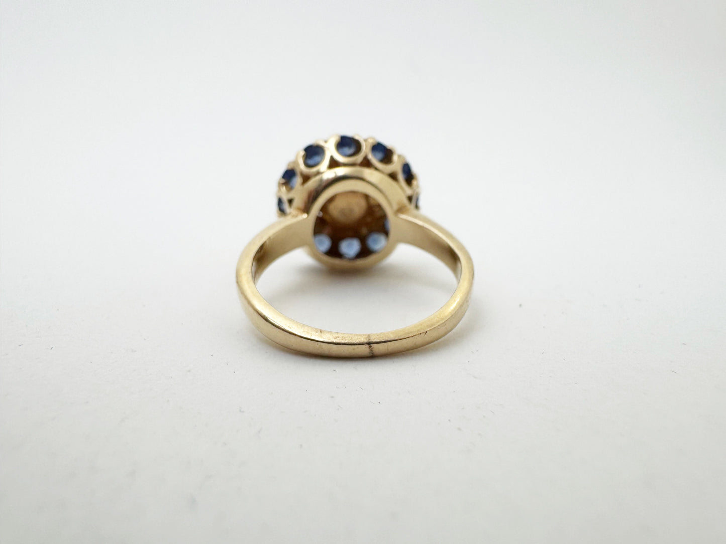 c.1940's Victorian Revival Cultured Pearl and Sapphire Ring