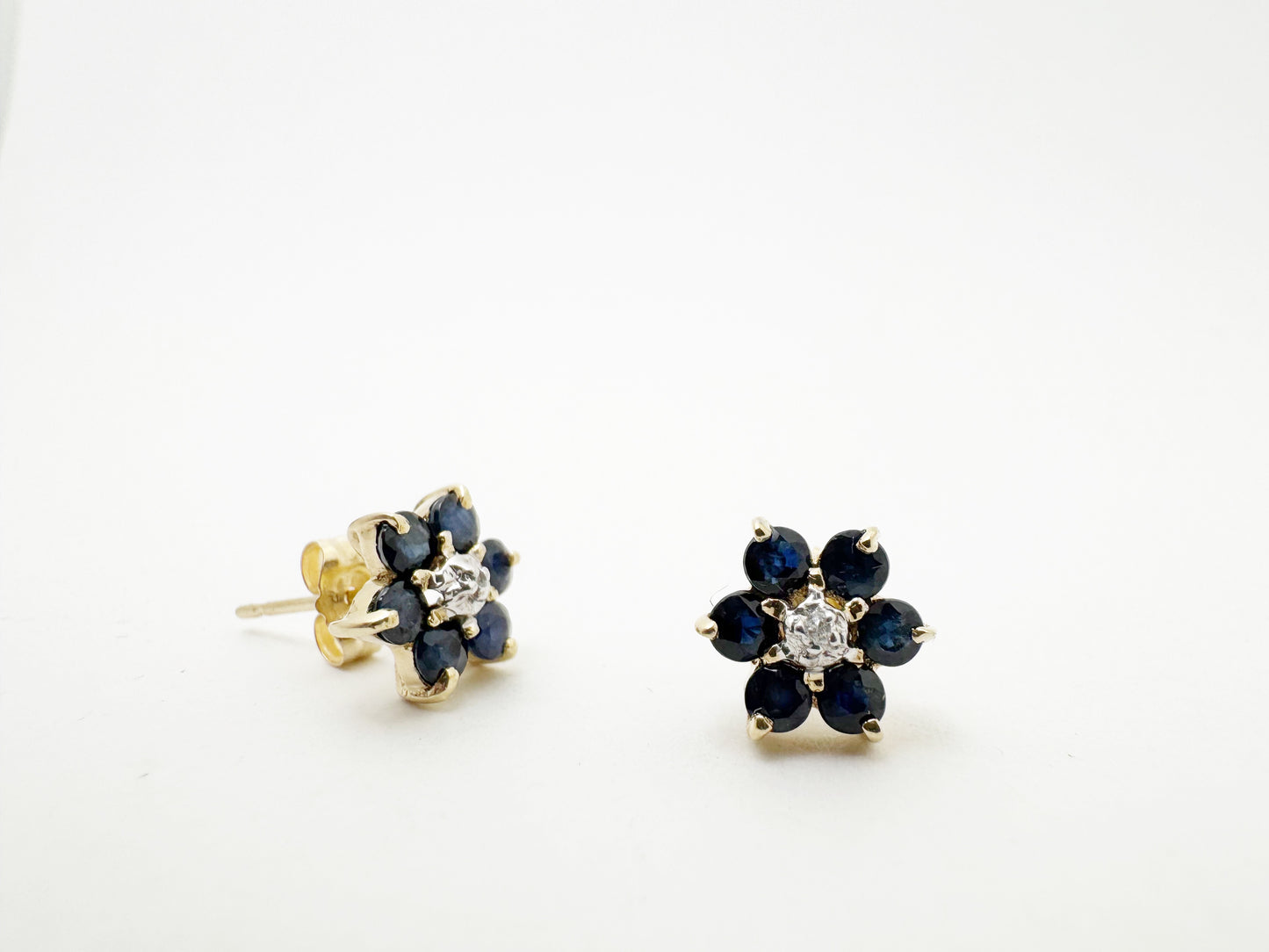Sapphire and Diamond Flower Earrings