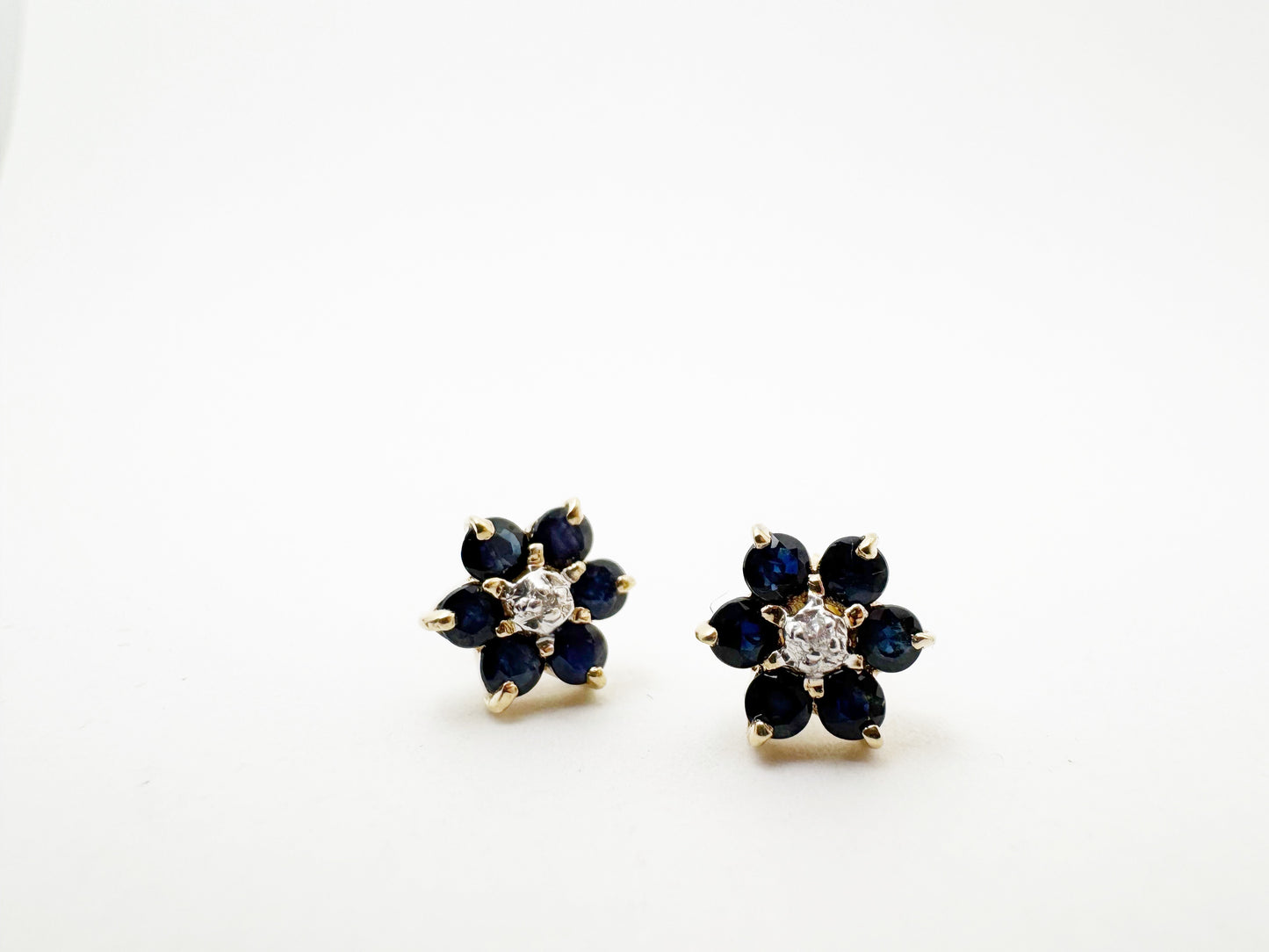 Sapphire and Diamond Flower Earrings
