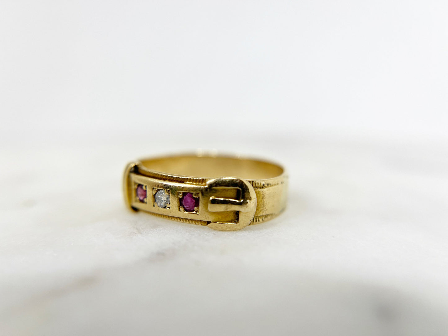 Antique Ruby and Diamond Buckle Ring