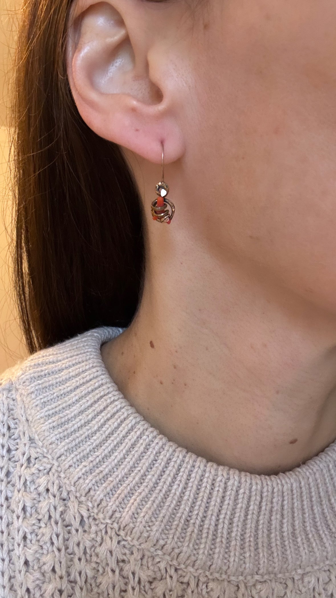 Victorian Gold Fill and Coral Earrings
