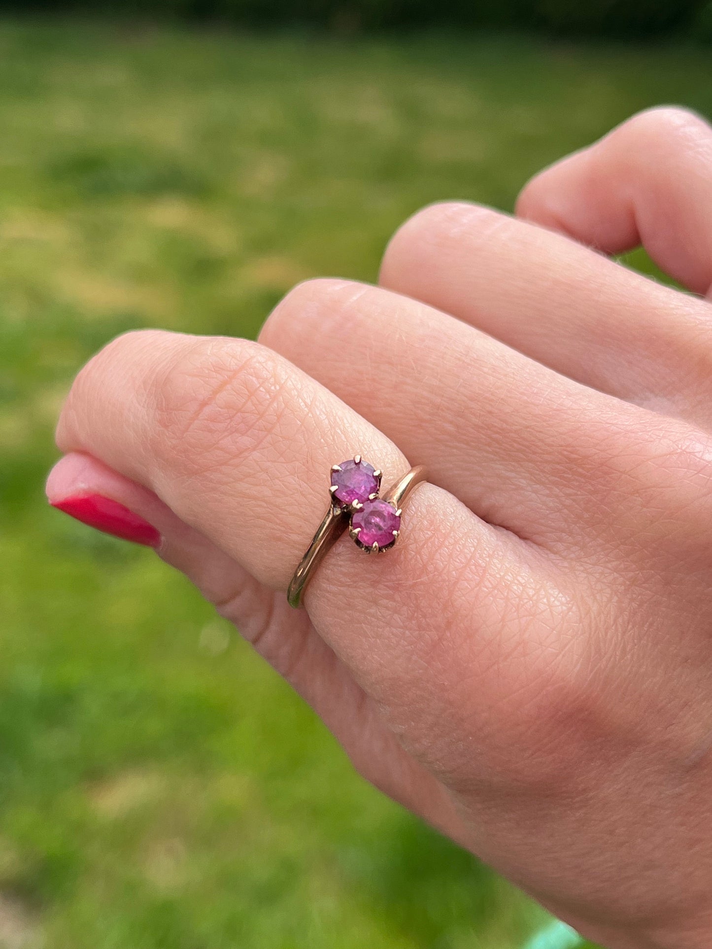 Antique Pink Sapphire Toi et Moi Ring - Victorian