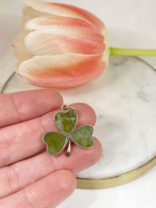 Irish Connemara Marble Shamrock Pendant