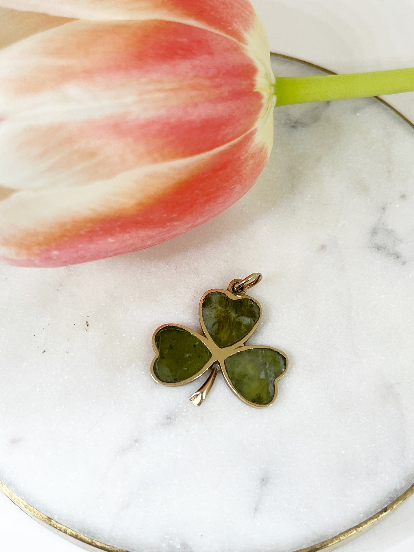 Irish Connemara Marble Shamrock Pendant