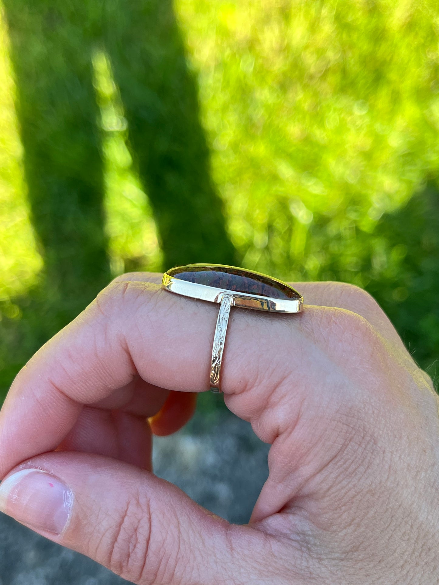 Striking Agate with Jasper Navette Ring