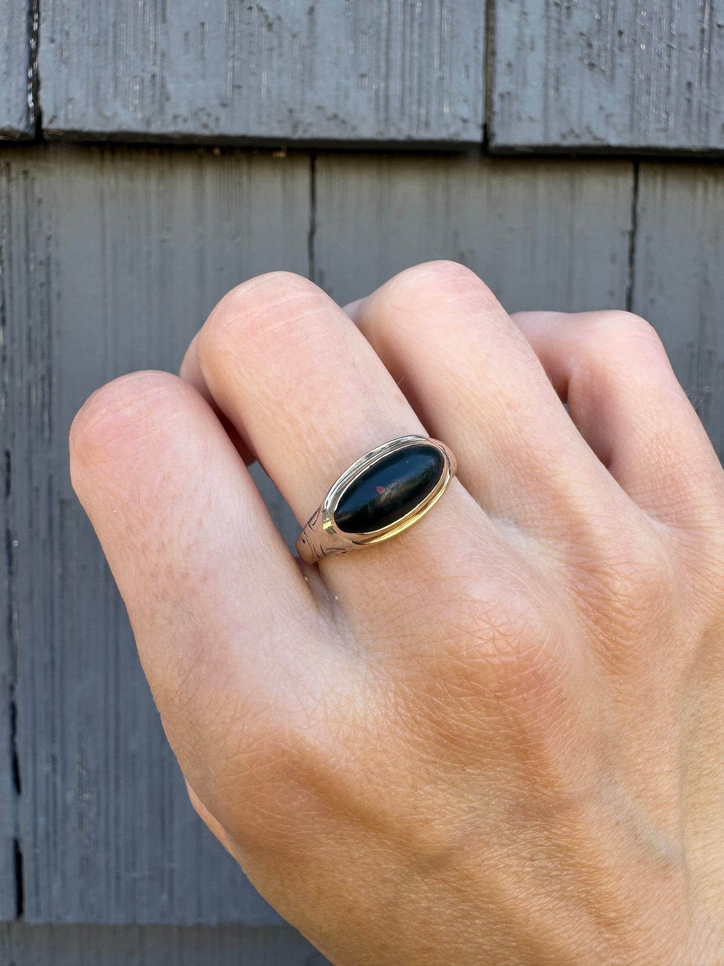 Victorian Bloodstone - East West Set Ring - Antique