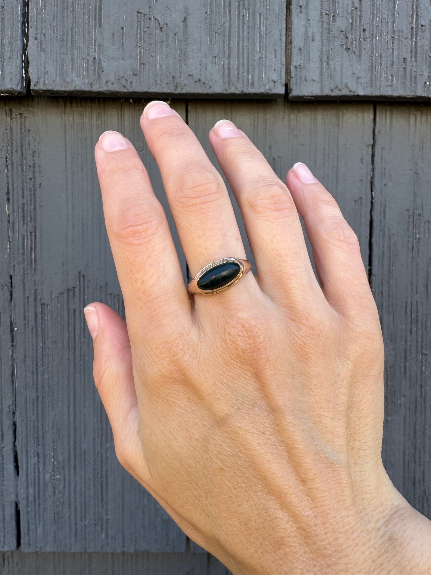 Victorian Bloodstone - East West Set Ring - Antique