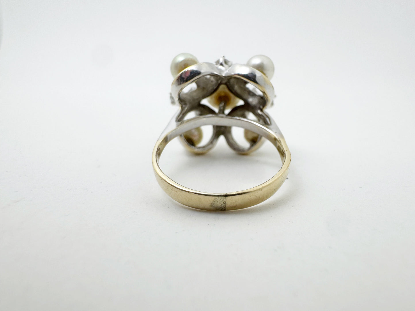 Fabulous Mid-Century Pearl and Diamond Cocktail Ring