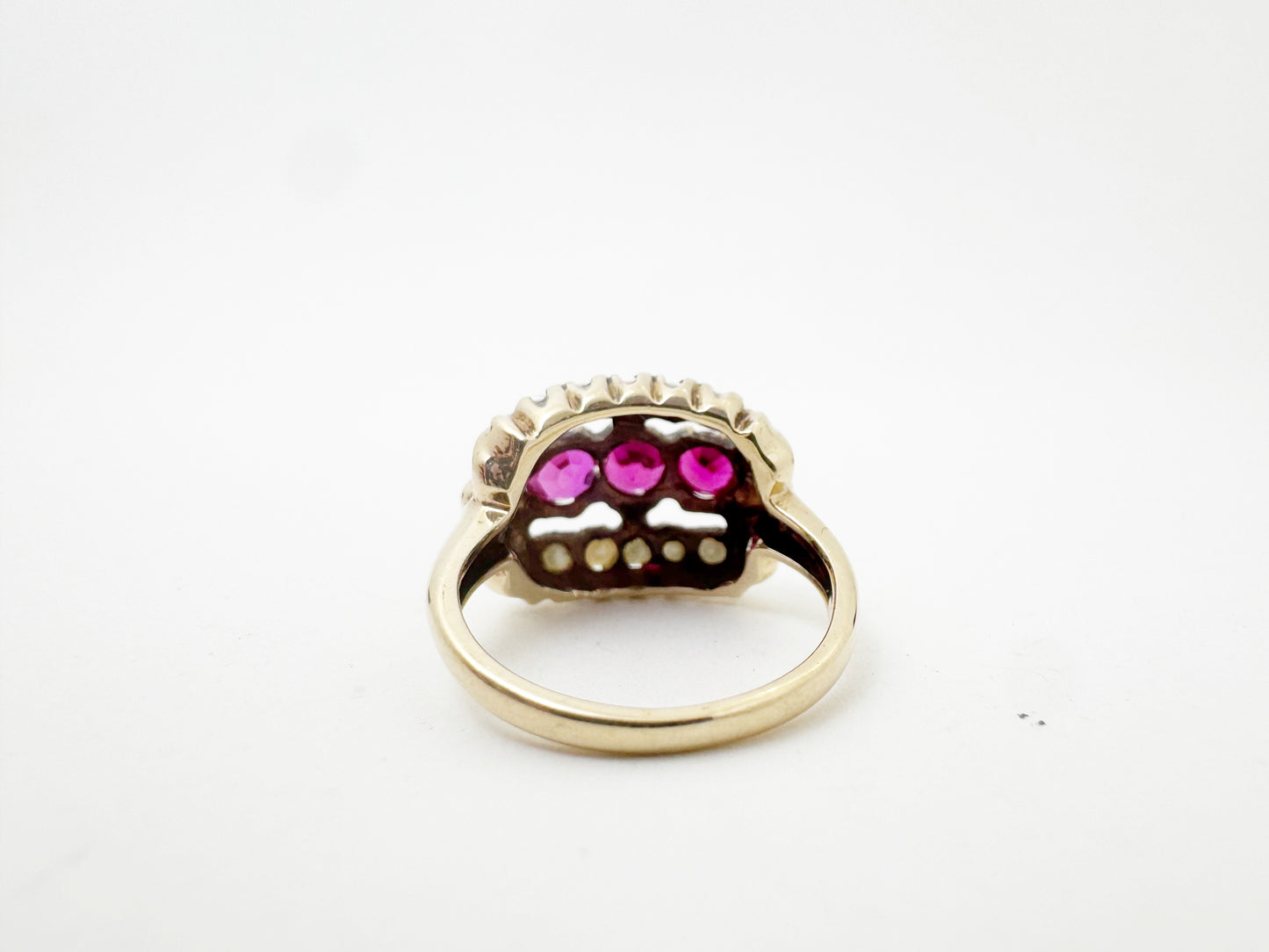Retro Era Ruby and Pearl Ring