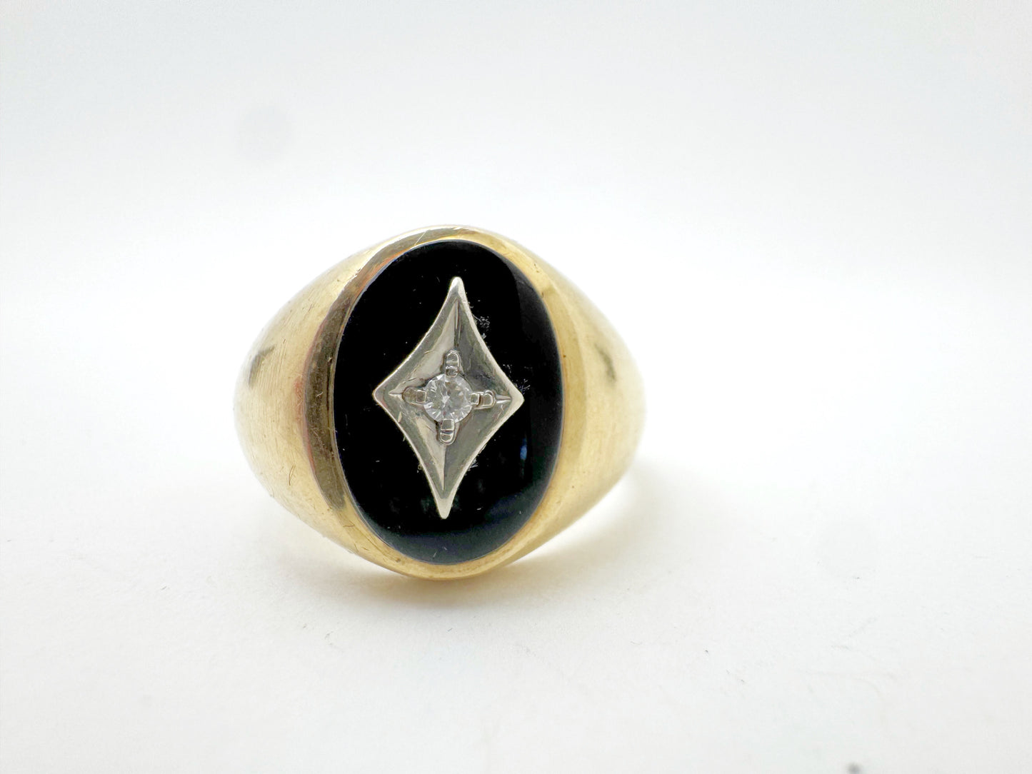 c.1960's Onyx and Diamond Signet Ring