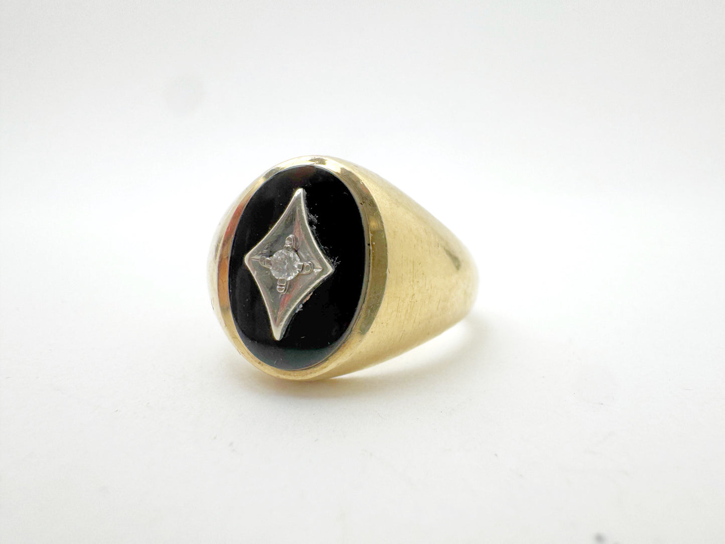 c.1960's Onyx and Diamond Signet Ring