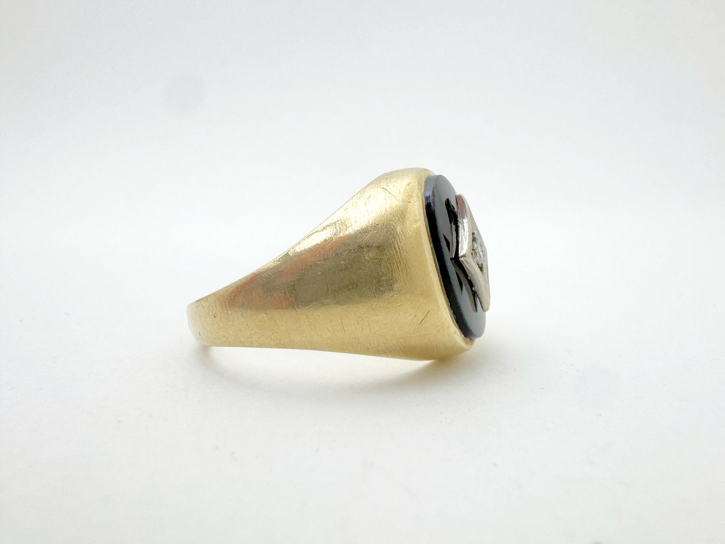 c.1960's Onyx and Diamond Signet Ring