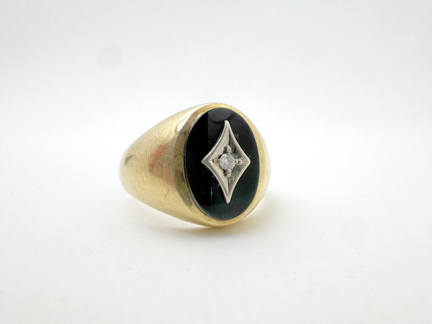 c.1960's Onyx and Diamond Signet Ring