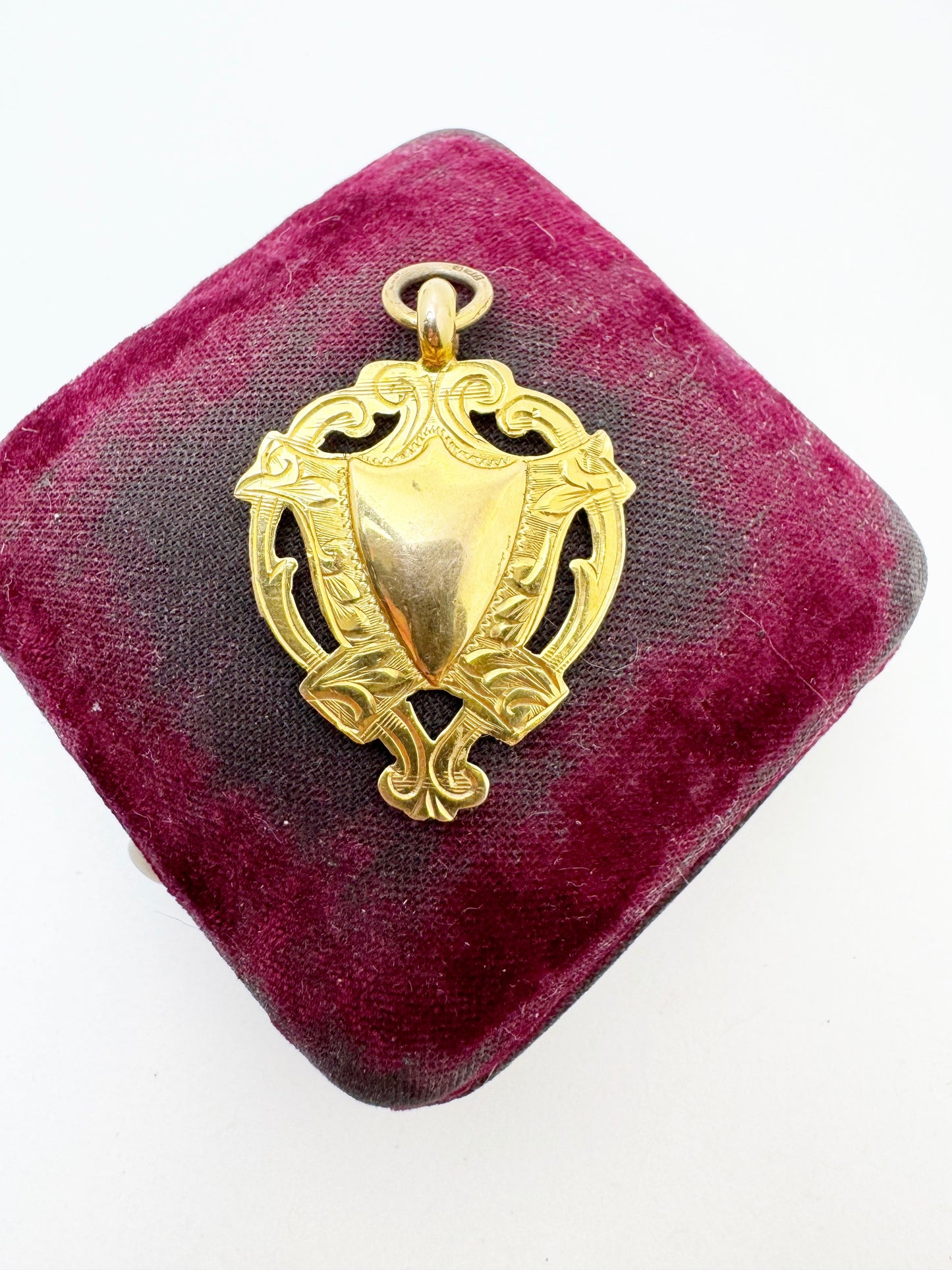 9k Gold Shield Watch Chain Fob c.1930