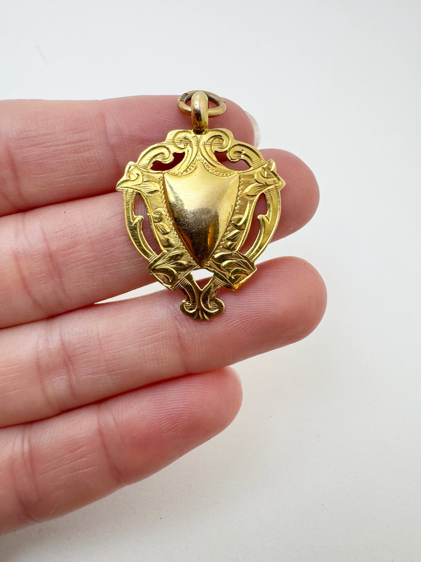 9k Gold Shield Watch Chain Fob c.1930