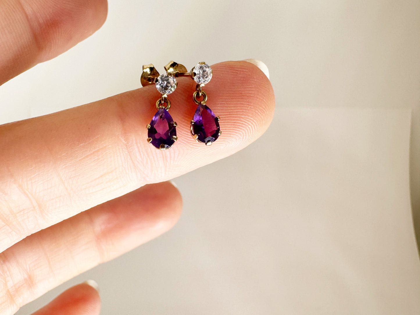 Amethyst and Cubic Zirconia Earrings and Necklace Set