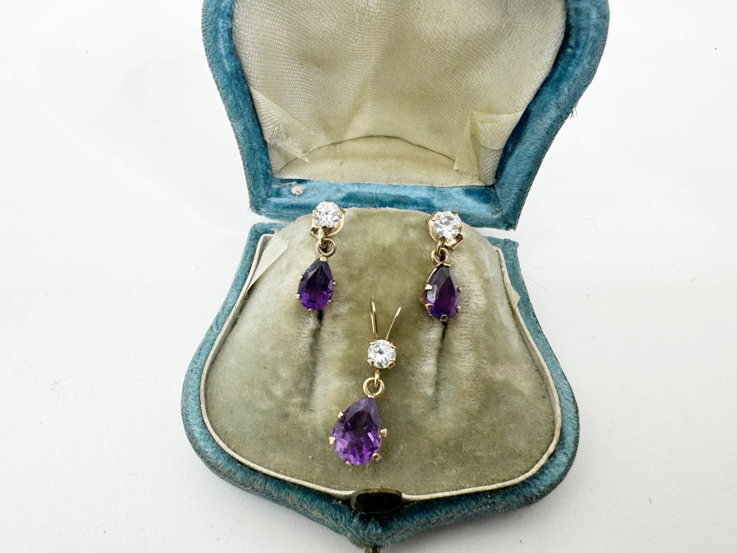 Amethyst and Cubic Zirconia Earrings and Necklace Set