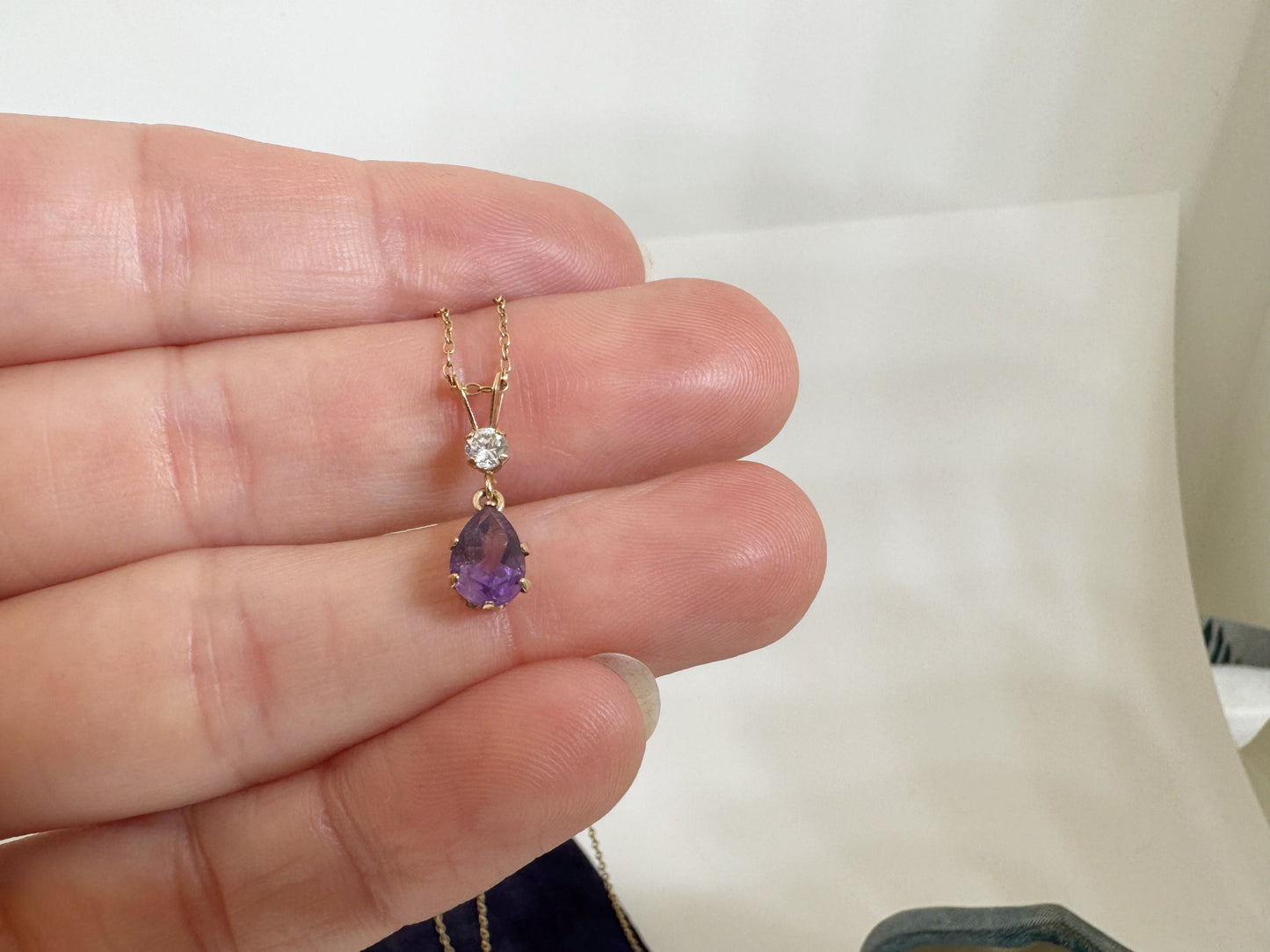 Amethyst and Cubic Zirconia Earrings and Necklace Set