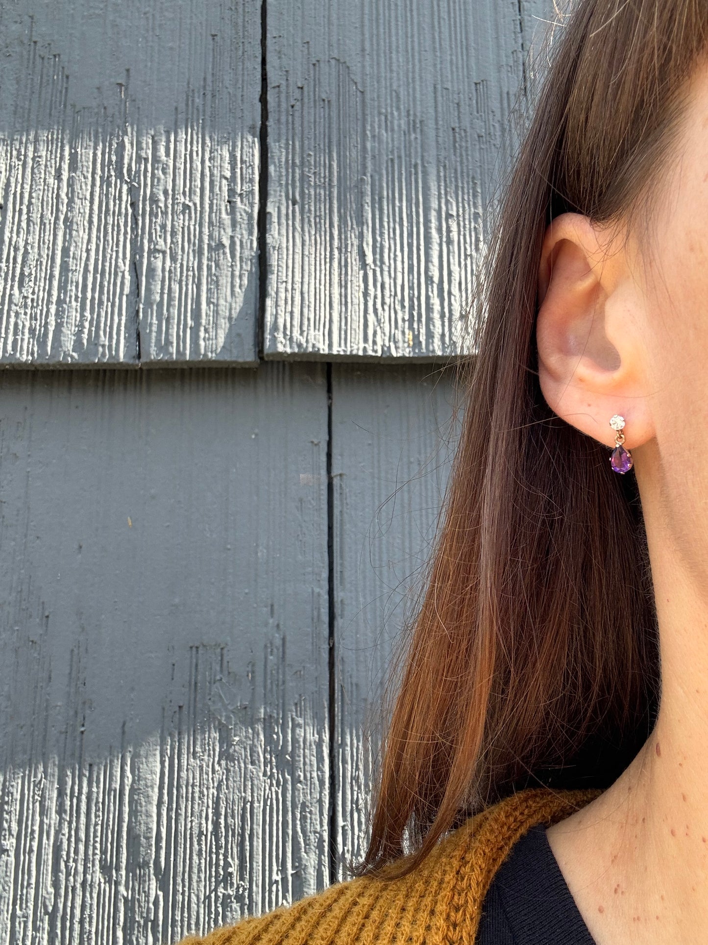 Amethyst and Cubic Zirconia Earrings and Necklace Set