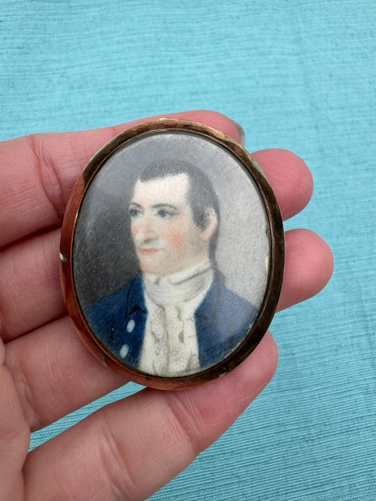 Sentimental Georgian Portrait Miniature - Pendant or Brooch