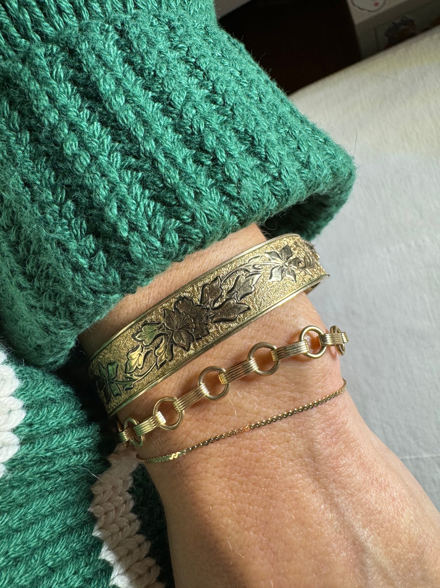 1940's Victorian Revival Bangle Bracelet