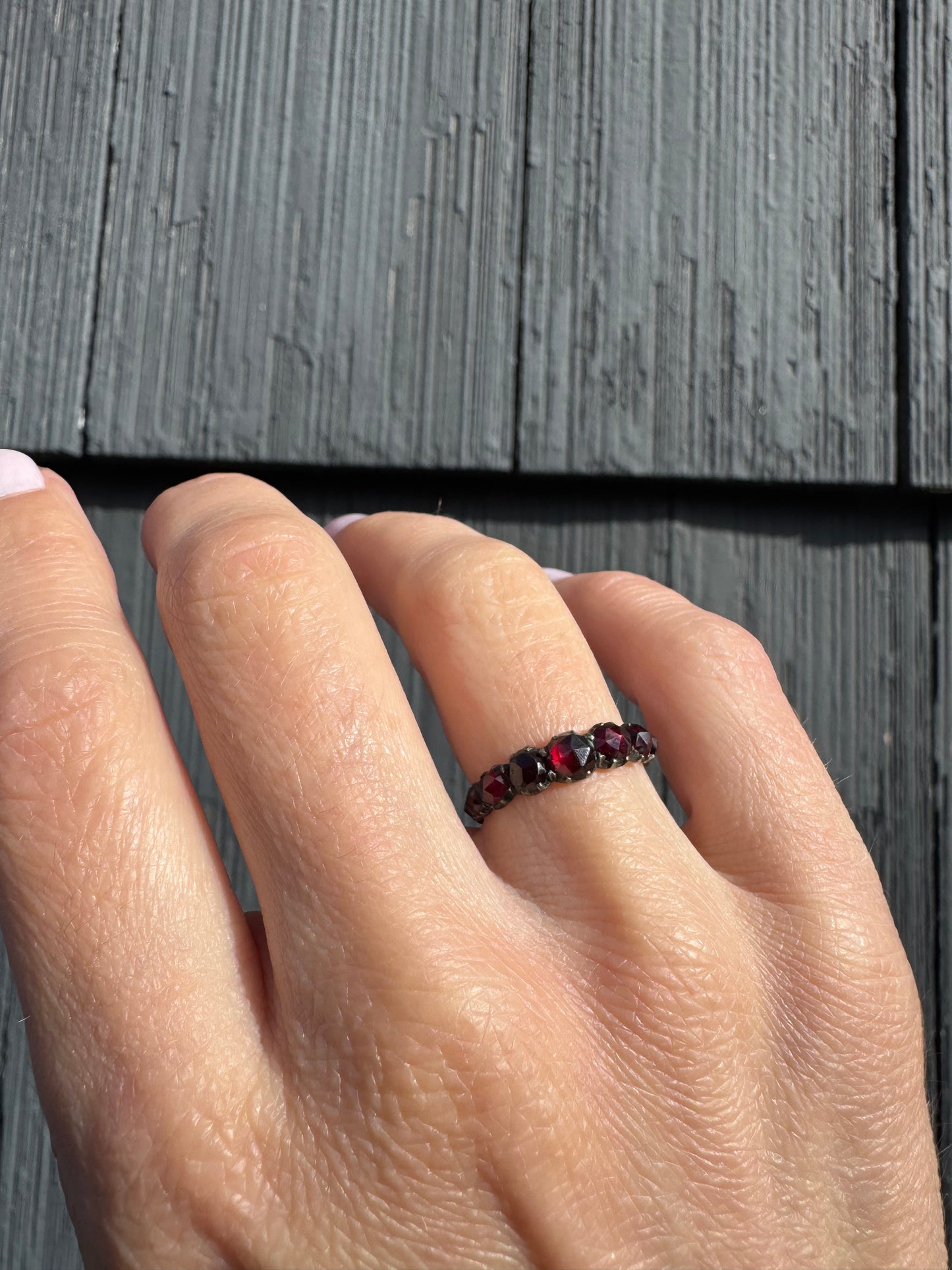 Victorian Garnet Full Hoop Band