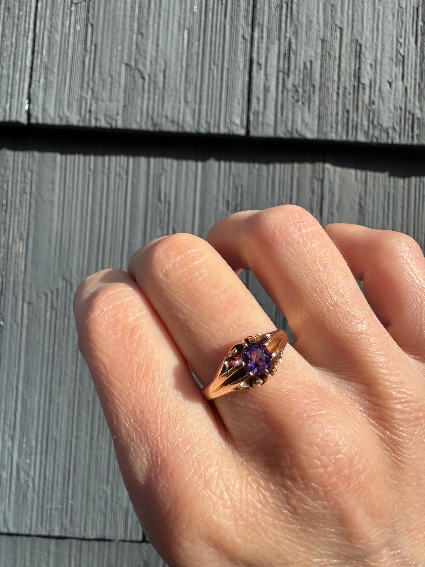 14k Gold Victorian Amethyst Ring
