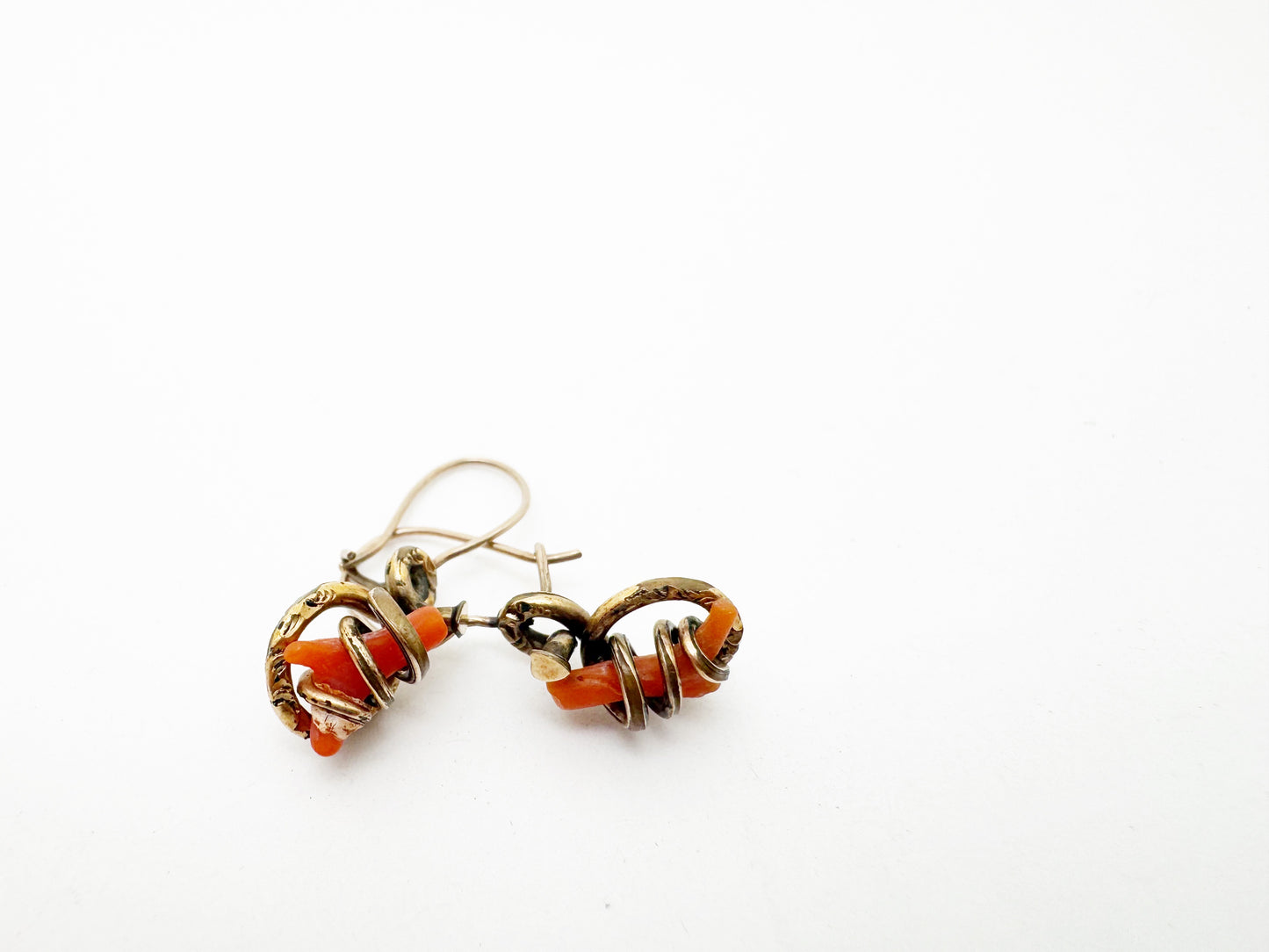 Victorian Gold Fill and Coral Earrings