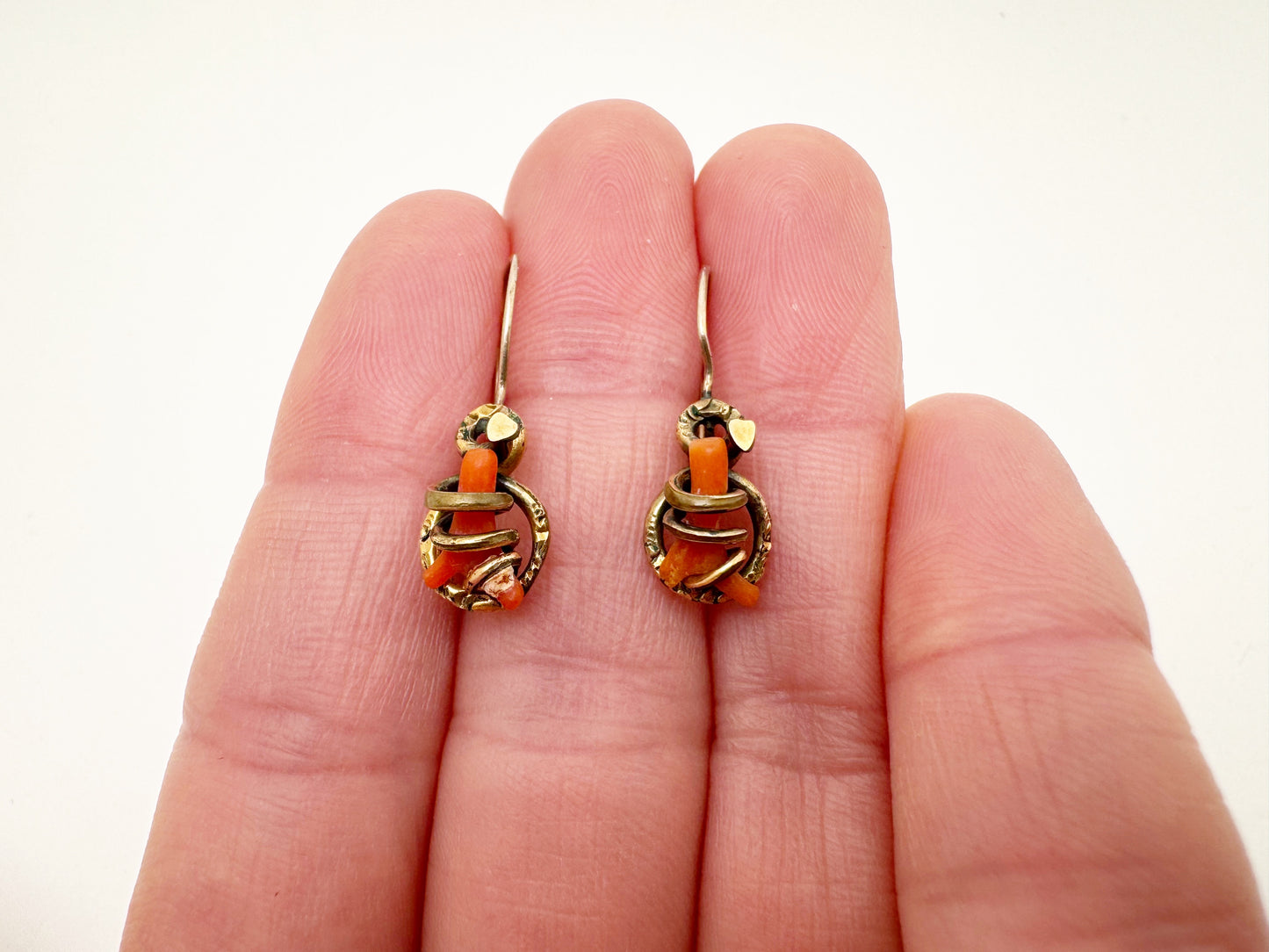 Victorian Gold Fill and Coral Earrings