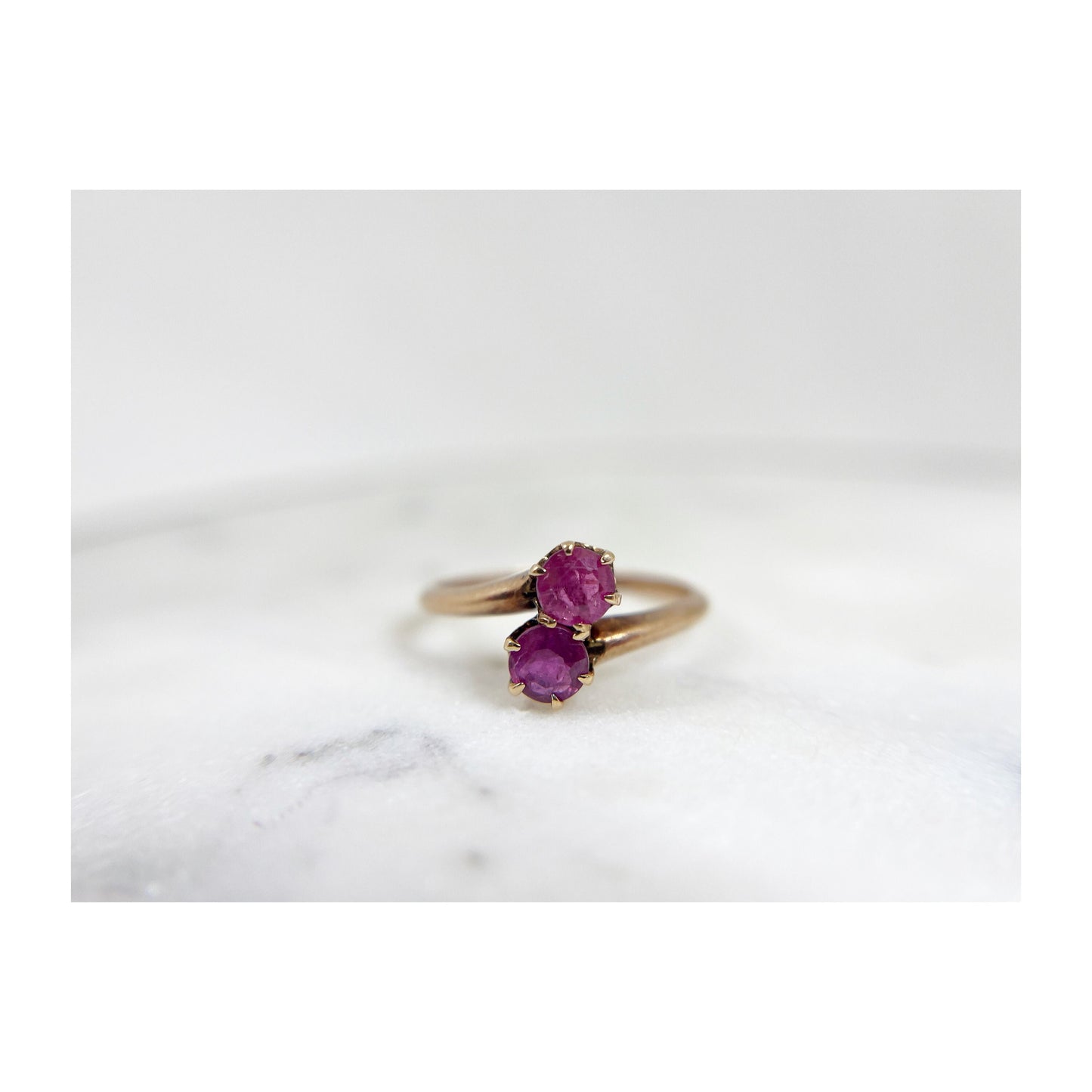 Antique Pink Sapphire Toi et Moi Ring - Victorian