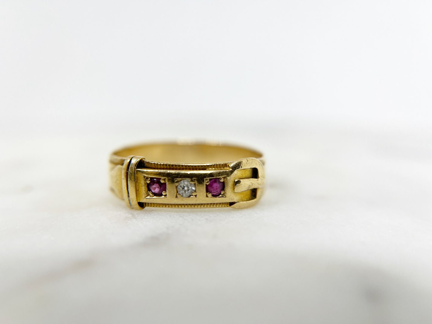 Antique Ruby and Diamond Buckle Ring