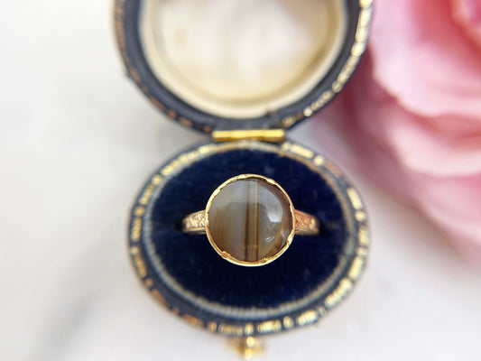 Amazing Banded Agate Ring - 14k gold